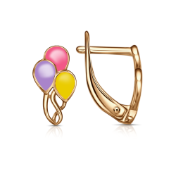 Детские серьги из красного золота с камнями Эмаль