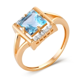 Inel din aur roșu cu pietre Cubic Zirconia Incolor, Topaz