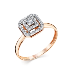 Inel din aur roșu cu pietre Cubic Zirconia Incolor