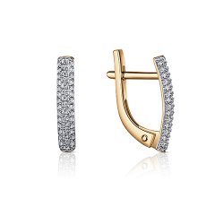 Cercei din aur roșu cu pietre Cubic Zirconia Incolor