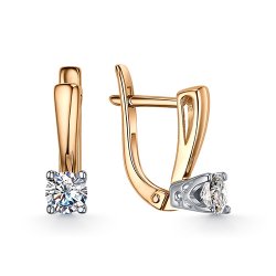 Cercei din aur roșu cu pietre Cubic Zirconia Incolor