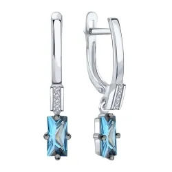 Cercei Suspendați din aur alb cu Cubic Zirconia Incolor, Topaz London