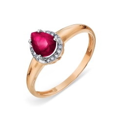 Кольцо из красного золота с камнями Бриллиант, Рубин