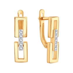 Cercei din aur roșu cu pietre Cubic Zirconia Incolor