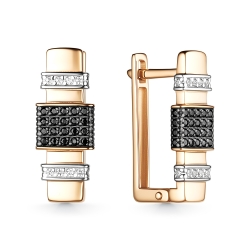Cercei din aur roșu cu pietre Cubic Zirconia Incolor, Cubic Zirconia Negru
