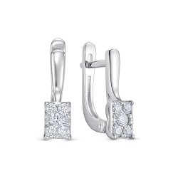 Cercei din aur alb cu pietre Diamant