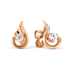 Cercei Pusete din aur roșu cu pietre Cubic Zirconia Incolor