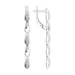 Серьги Длинные из серебра с камнями Фианит