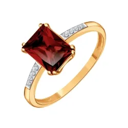 Inel din aur roșu cu Cubic Zirconia Incolor, Granat