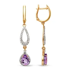 Cercei Suspendați din aur roșu cu Cubic Zirconia Incolor, Ametist