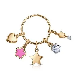 Cercei Creole din aur roșu cu Cubic Zirconia Incolor, Emailare