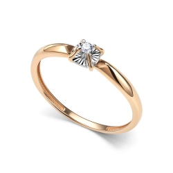 Inel din aur roșu cu pietre Diamant