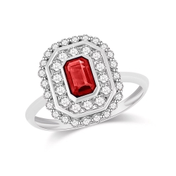 Inel din aur alb cu Diamant, Rubin