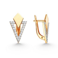 Cercei din aur roșu cu pietre Cubic Zirconia Incolor