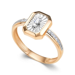 Кольцо из красного золота с камнями Бриллиант