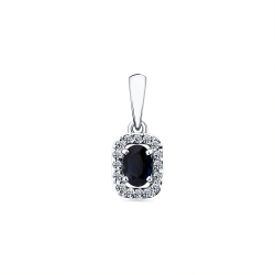 Pandantiv din aur alb cu pietre Diamant, Safir