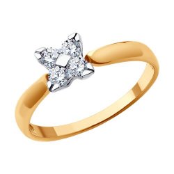 Inel din aur roșu cu pietre Cubic Zirconia Incolor