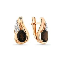Cercei din aur roșu cu Cubic Zirconia Incolor, Cuarț fumuriu