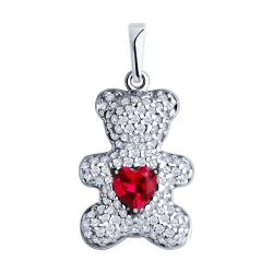 Pandantiv din argint cu Cubic Zirconia Incolor, Corindon (rubin)