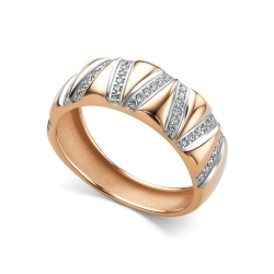 Кольцо из красного золота с камнями Бриллиант