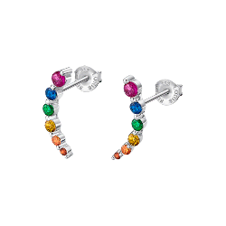 Cercei Pusete din argint  cu pietre Cubic Zirconia Color