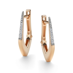 Cercei din aur roșu cu pietre Diamant