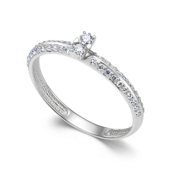 Inel din aur alb cu pietre Diamant