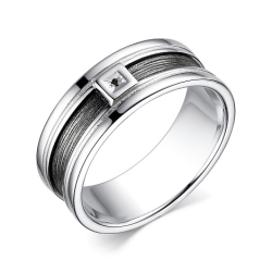 Кольцо из серебра с камнями Черный бриллиант