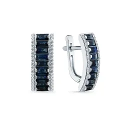 Cercei din aur alb cu Diamant, Safir