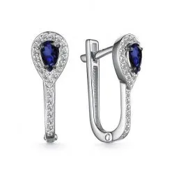 Cercei din aur alb cu Diamant, Safir