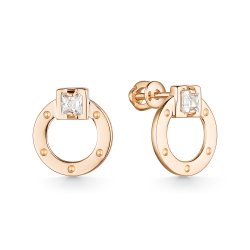 Cercei Pusete din aur roșu cu pietre Cubic Zirconia Incolor