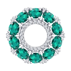 Подвеска из белого золота с камнями Бриллиант, Изумруд