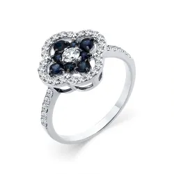 Inel din aur alb cu Diamant, Safir