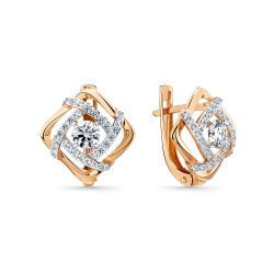 Cercei din aur roșu cu pietre Cubic Zirconia Incolor