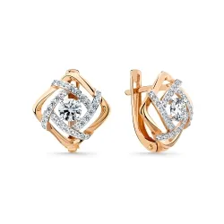 Cercei din aur roșu cu Cubic Zirconia Incolor
