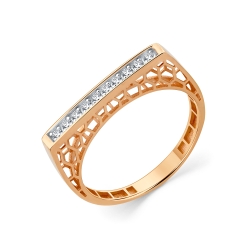 Inel din aur roșu cu pietre Cubic Zirconia Incolor