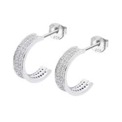 Серьги Пусеты из серебра с камнями Фианит Бесцветный