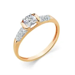 Inel din aur roșu cu Cubic Zirconia Incolor