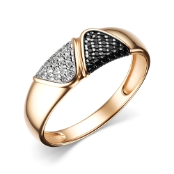 Inel din aur roșu cu pietre Cubic Zirconia Incolor, Cubic Zirconia Negru