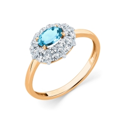 Inel din aur roșu cu pietre Cubic Zirconia Incolor, Topaz Swiss
