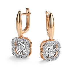 Cercei Suspendați din aur roșu cu pietre Diamant