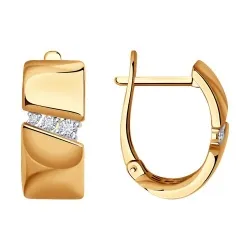 Серьги из красного золота с камнями Бриллиант