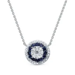 Colier din aur alb cu Diamant, Safir