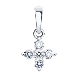 Подвеска из белого золота с камнями Фианит