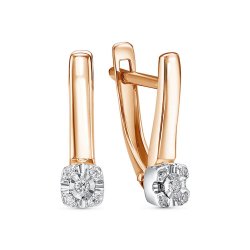 Серьги из красного золота с камнями Бриллиант