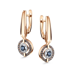 Cercei Suspendați din aur roșu cu pietre Diamant, Diamant Cognac și Safir