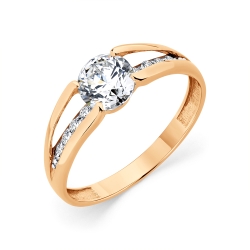 Inel din aur roșu cu pietre Cubic Zirconia Incolor