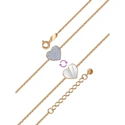 Brățară Love din aur roșu cu Cubic Zirconia Incolor, Emailare