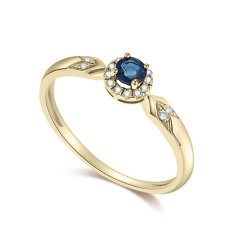 Inel din aur galben cu pietre Diamant, Safir