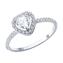 Inel din aur alb cu pietre Cubic Zirconia Incolor